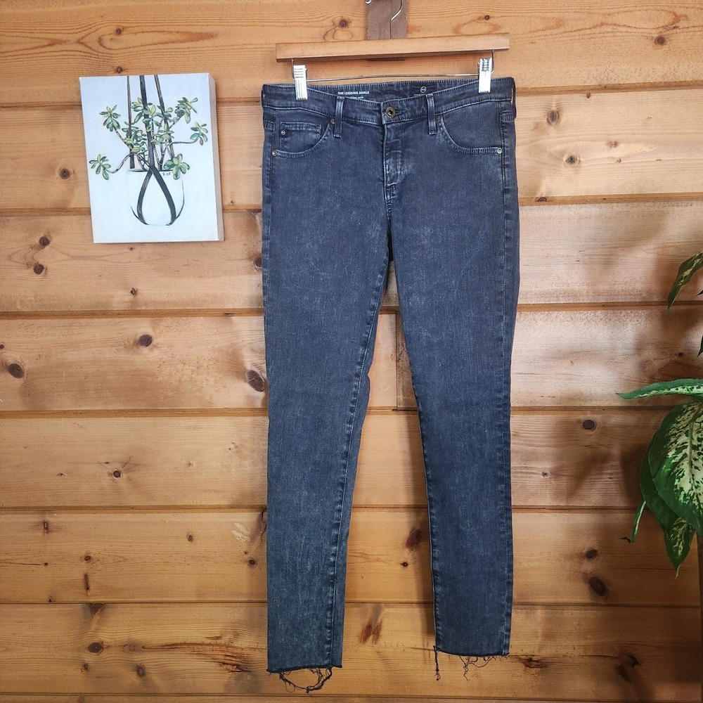 AG Adriano Goldschmied The Legging Ankle Super Skinny Jean Raw Hem Stretch Sz 28